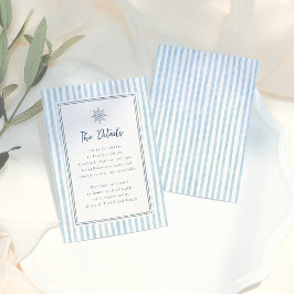 Cartão De Informações Whimsical Retro Blue Stripes Wedding Details