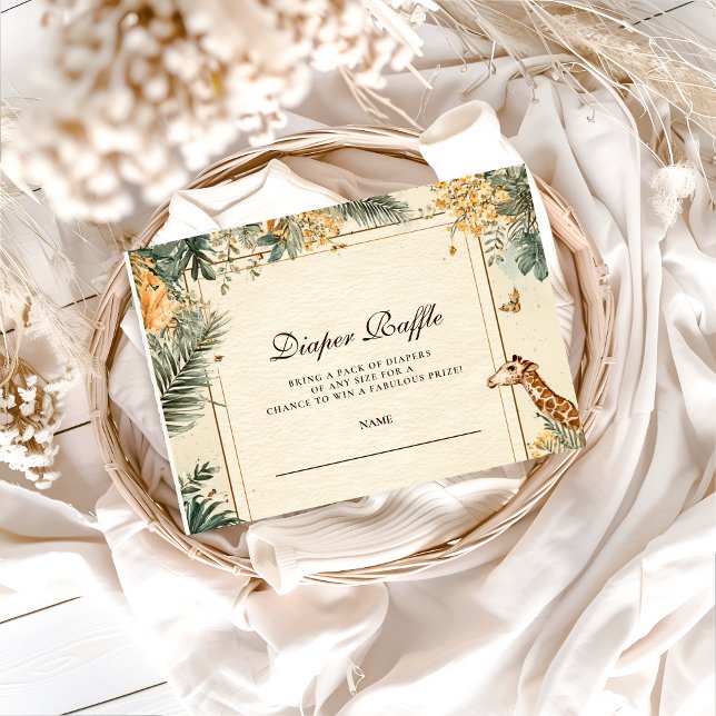 Cartão De Informações Whimsical Safari Welcome Diapper Raffle (Criador carregado)