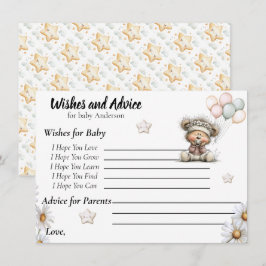 Cartão De Informações Whimsical Teddy Bear Baby Shower Design 