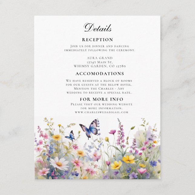 Cartão De Informações Whimsical Wildflower Meadows (Frente)