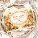Cartão De Informações Whimsical Woodland Animals Diapper Raffle<br><div class="desc">This charming woodland baby shower design features adorable forest animals gathered around a delicate vintage frame, creating a warm storybook scene perfect for celebrating a little one on the way. Sweet illustrations of a bunny, raccoon, squirrel, and owl are surrounded by tiny mushrooms, pinecones, wildflowers, and soft woodland greenery. The...</div>