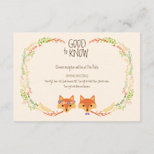 Cartão De Informações Whimsical Woodland Foxes Ivory Wedinfo Card