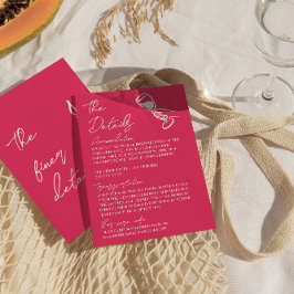 Cartão De Informações Whimsy Deep Pink Hand Drawn Wedding Details