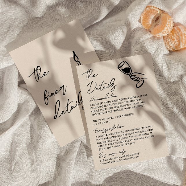 Cartão De Informações Whimsy Hand Written Drawn Quirky Wedding Details (Criador carregado)