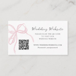 Cartão De Informações Whimsy Pink Bow Wedding QR Code