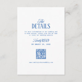Cartão De Informações White and Navy Blue Wedding Details
