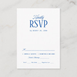 Cartão De Informações White and Navy Blue Wedding Response