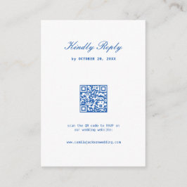 Cartão De Informações White and Navy Blue Wedding Rsvp
