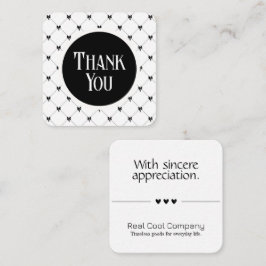 Cartão De Informações White & Black Bow Monogram Thank You Card