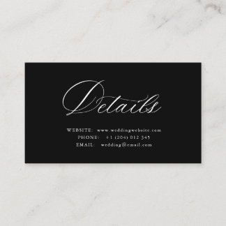 Cartão De Informações White Calligraphy QR code wedding details card
