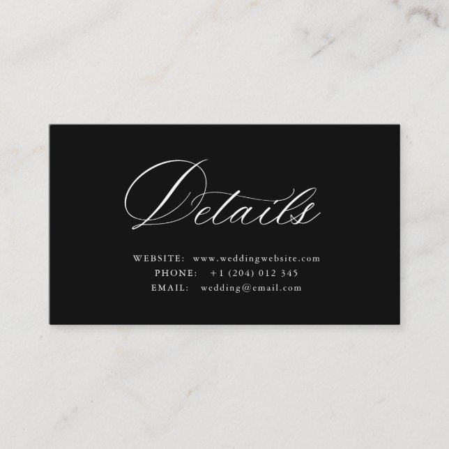 Cartão De Informações White Calligraphy QR code wedding details card (Frente)
