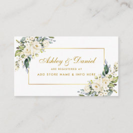 Cartão De Informações White Floral Dusty Blue Dourado Registry