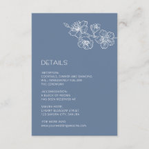 White Floral Line Art Dusty Blue Wedding