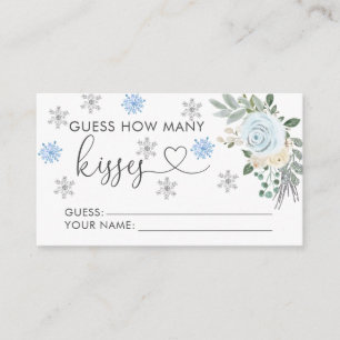 Cartão De Informações White Floral Winter Bridal Supõe Quantos Beijos