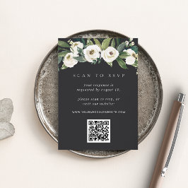 Cartão De Informações White Peony | RSVP de Casamento de Código QR Flora