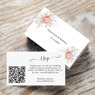 Cartão De Informações White rose site de resposta ao casamento QR code R