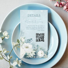 Cartão De Informações White Roses Hellebores Silver Eucalyptus Wedding