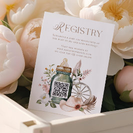 Cartão De Informações Wild West Western Chá de fraldas QR Code Registry