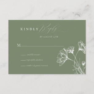 Cartão De Informações Wildflower Boho Chic Wedding RSVP