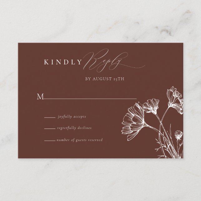 Cartão De Informações Wildflower Boho Chic Wedding RSVP (Frente)
