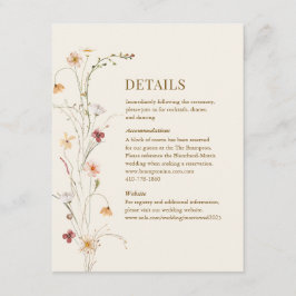 Cartão De Informações Wildflower Boho | Placa de gabinete botânico