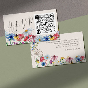 Cartão De Informações Wildflower Charm Online RSVP Código QR Casamento