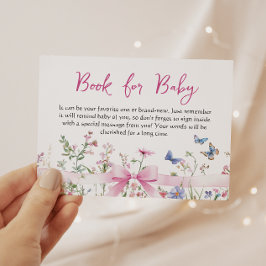 Cartão De Informações Wildflower Floral Bow Girl Book for Baby Shower