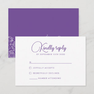 Cartão De Informações Wildflower Floral Purple Lilac Weding RSVP