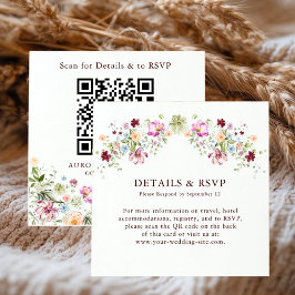 Cartão De Informações Wildflower Garden Wedding Details & RSVP QR Code