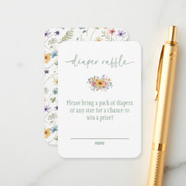 Cartão De Informações Wildflower Green Baby Shower Diaper Raffle Card
