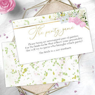 Cartão De Informações Wildflower O Chá de panela De Jogo Da Panty