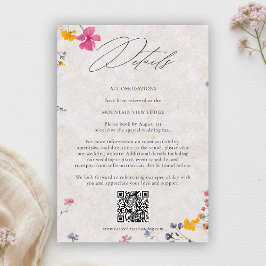 Cartão De Informações Wildflower Petal Elegant QR Code Wedding Details