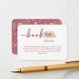 Cartão De Informações Wildflower Rose Baby Shower Book for Baby Card