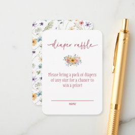 Cartão De Informações Wildflower Rose Baby Shower Diaper Raffle Card