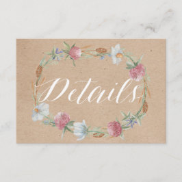 Cartão De Informações Wildflower Wreath Sobre O Casamento De Kraft Count