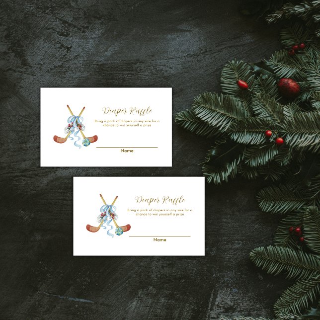 Cartão De Informações Winter All Star Hockey Diaper Raffle Baby Shower  (Winter All Star Hockey Diaper Raffle Baby Shower Enclosure Card)