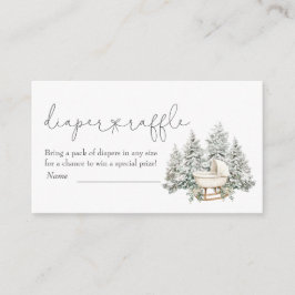 Cartão De Informações Winter Baby Shower Diaper Raffle Enclosure Card