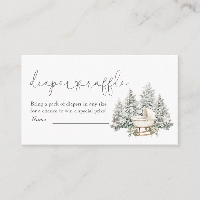 Cartão De Informações Winter Baby Shower Diaper Raffle Enclosure Card (Frente)