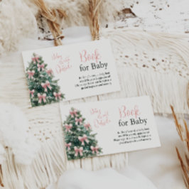 Cartão De Informações Winter It's Cold Outside Pink Bow Girl Baby Shower