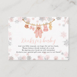 Cartão De Informações Winter Pink Girl Baby Shower Snow Books for Baby