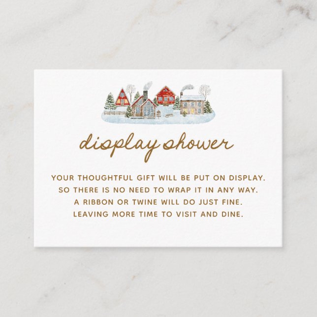 Cartão De Informações Winter Village Baby Shower Display Shower (Frente)
