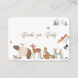 Cartão De Informações Winter Woodland Animals Forest Baby Shower Books