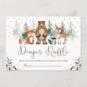 Cartão De Informações Wintry Woodland Forest Greenery Fralda Raffle