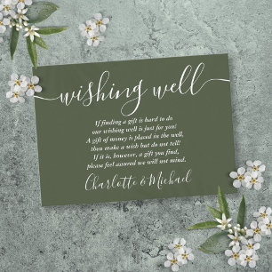 Cartão De Informações Wishing Bem Signature Olive Green Weding