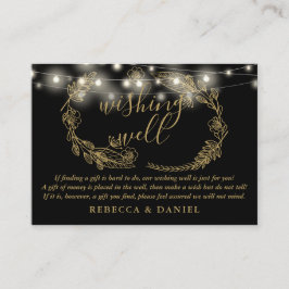 Cartão De Informações Wishing Bem String Luz Negra E Dourada Casamento