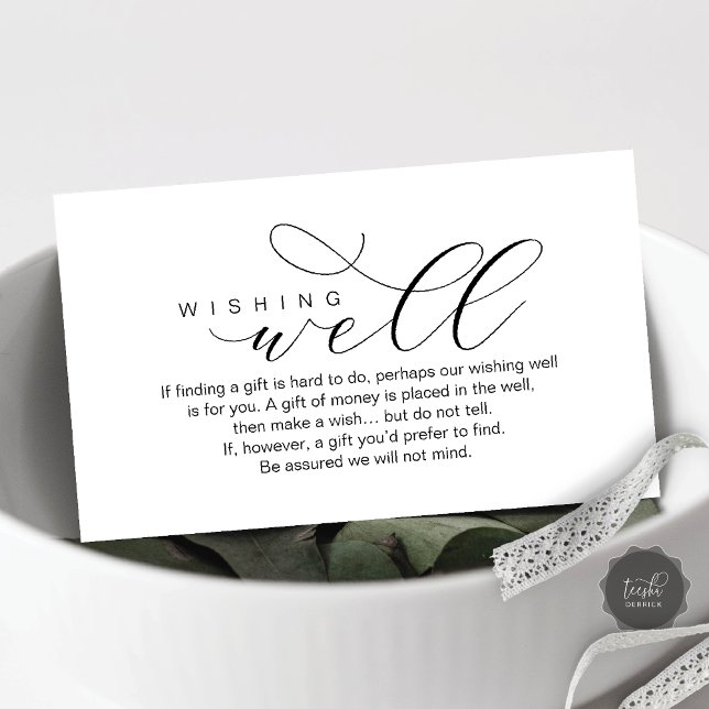 Cartão De Informações Wishing de casamento, elegância moderna mínima (Wedding Wishing Well, Modern elegance minimal Enclosure Card)
