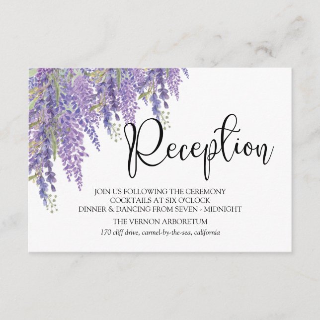 Cartão De Informações Wisteria tree Pastel Recepção de casamento (Frente)