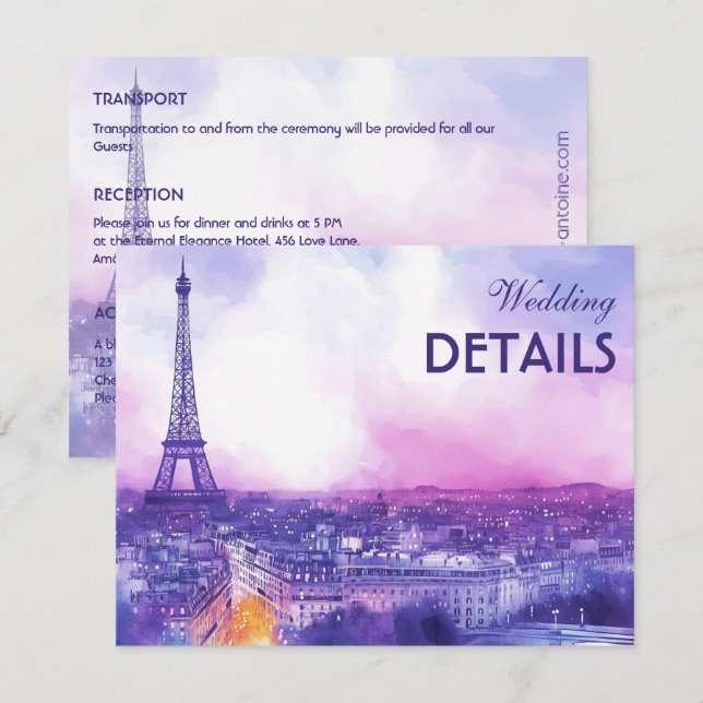 Cartão De Informações With DETAILS Amour Éternel à la Parisienne (Frente/Verso)