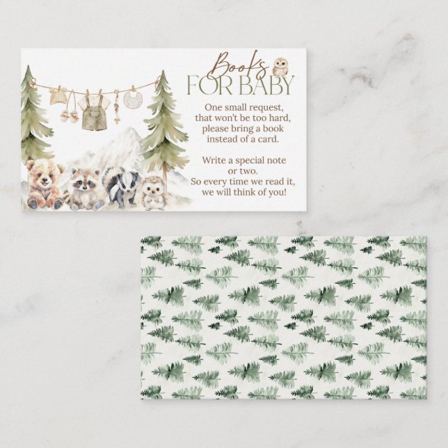 Cartão De Informações Woodland Adventure Oh Boy Baby Shower Books (Frente/Verso)
