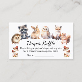 Cartão De Informações woodland animals diaper raffle baby shower 
